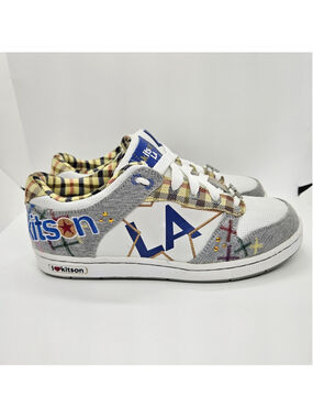 Kitson LA Sneakers Womens US 8 Plaid White Gray Shoes NEW 34625